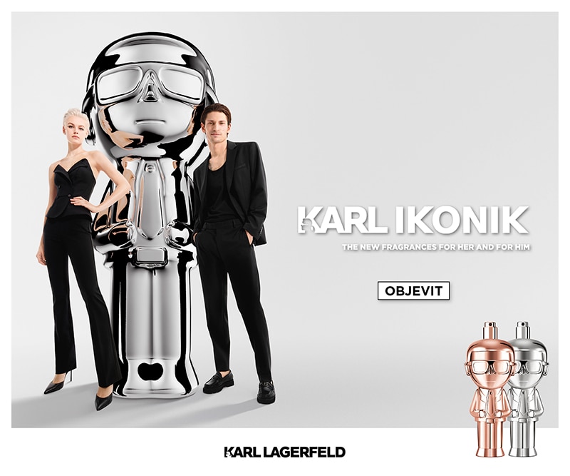 Karl Lagerfeld Karl Ikonik – nové luxusní parfémy pro ni a pro něj v ikonických flakonech stříbrné a měděné barvy